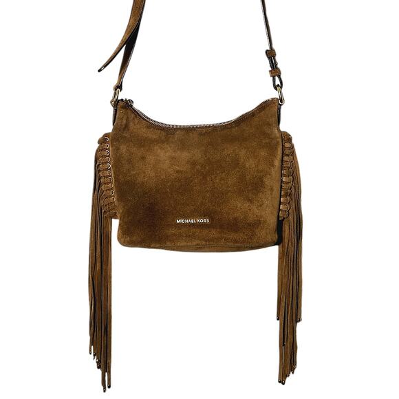 Michael Kors Billy Fringe Suede & Leather Brown Purse Authenticated - Picture 1 of 13